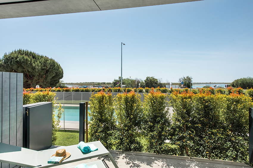 View from the groundfloor apartment in CabanasOceanview with direct access to the pool