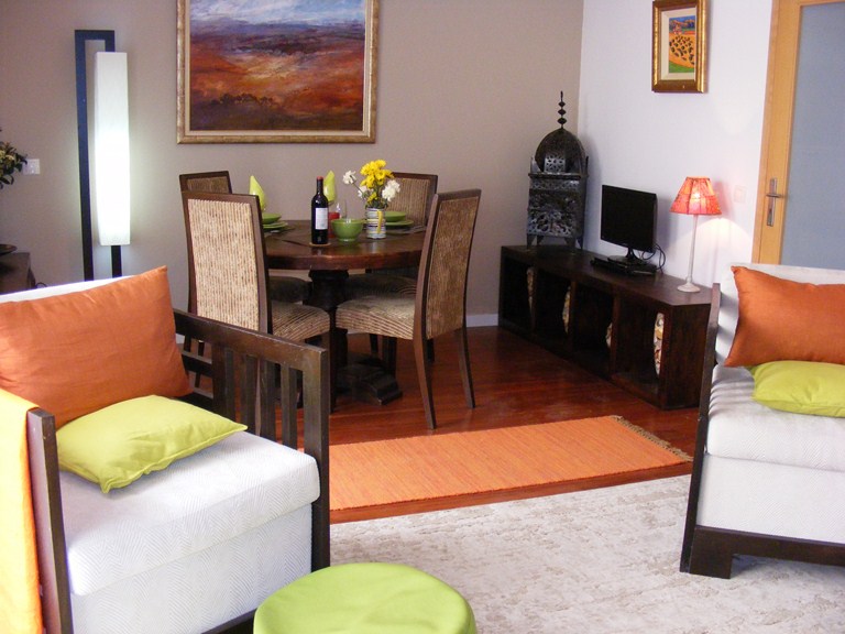 View from the living room towards the dining area